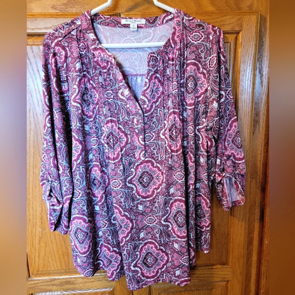 Studio Works Pink Paisley top 1X